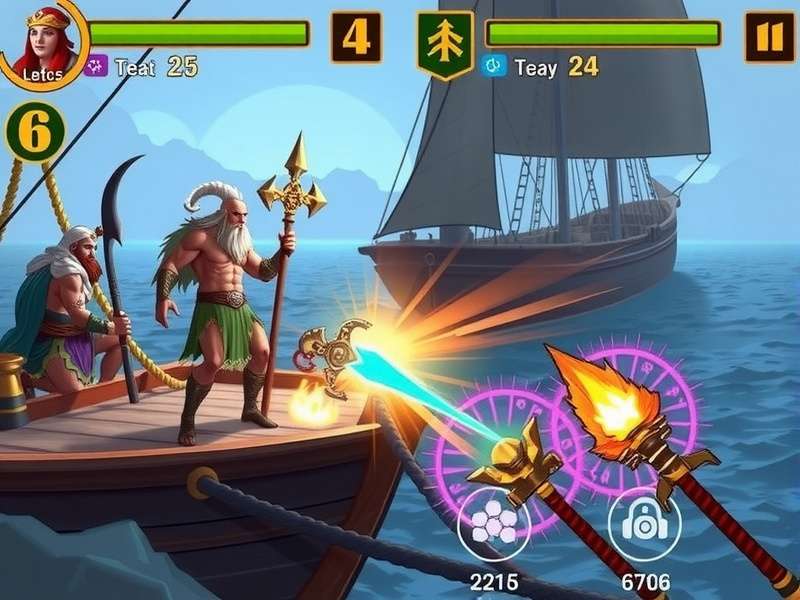 Pious Voyage combat screenshot with divine weapons