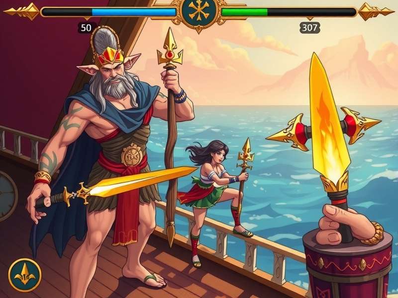 Pious Voyage game screenshot showing mythological characters